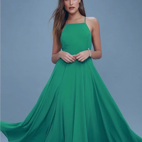 Lulus Mythical Kind of Love Green Maxi Dress small open back - Picture 2 of 10